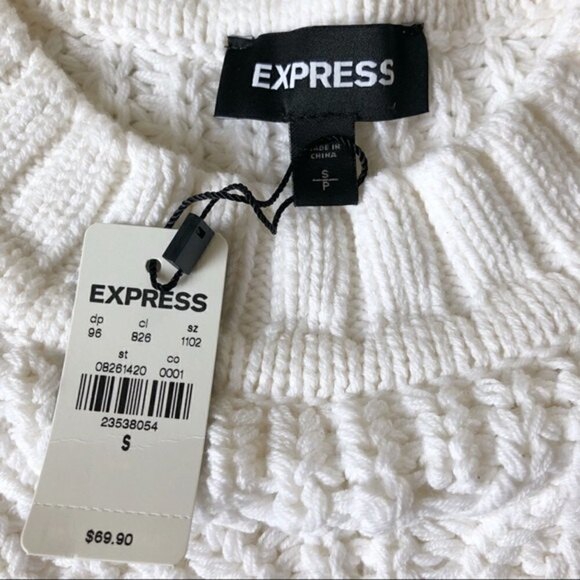 EXPRESS Chunky Knit Romantic Balloon Sleeve Pullover Sweater Top S - Picture 6 of 11
